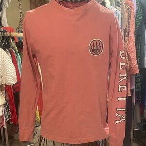 Men’s Long Sleeve Tee - Coral Pink with Logo